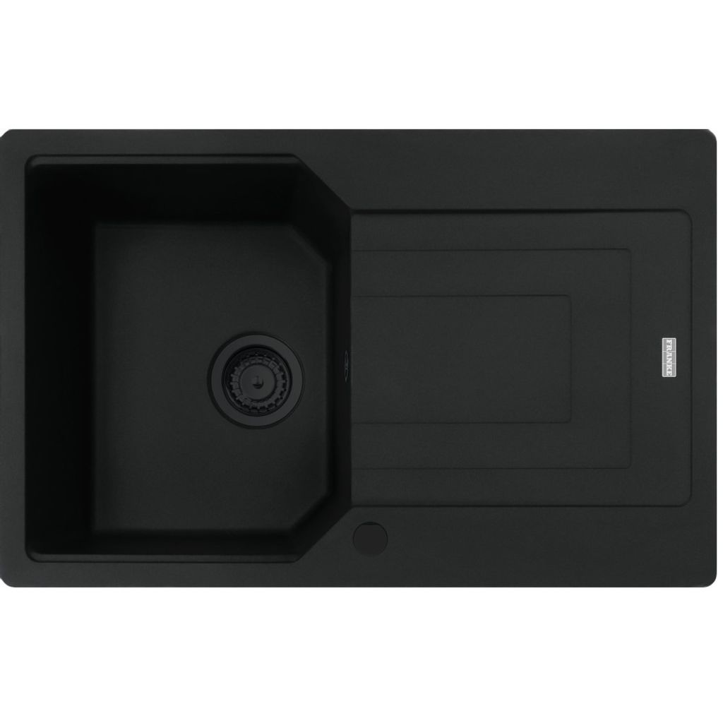 FRANKE Spüle URBAN UBG 611-78 in BLACK MATT - BLACK COLLECTION mit Drehexcenterbedienung Edelstahl / Ausschnittmaß 760 x 480 mm R15 / Granitspüle