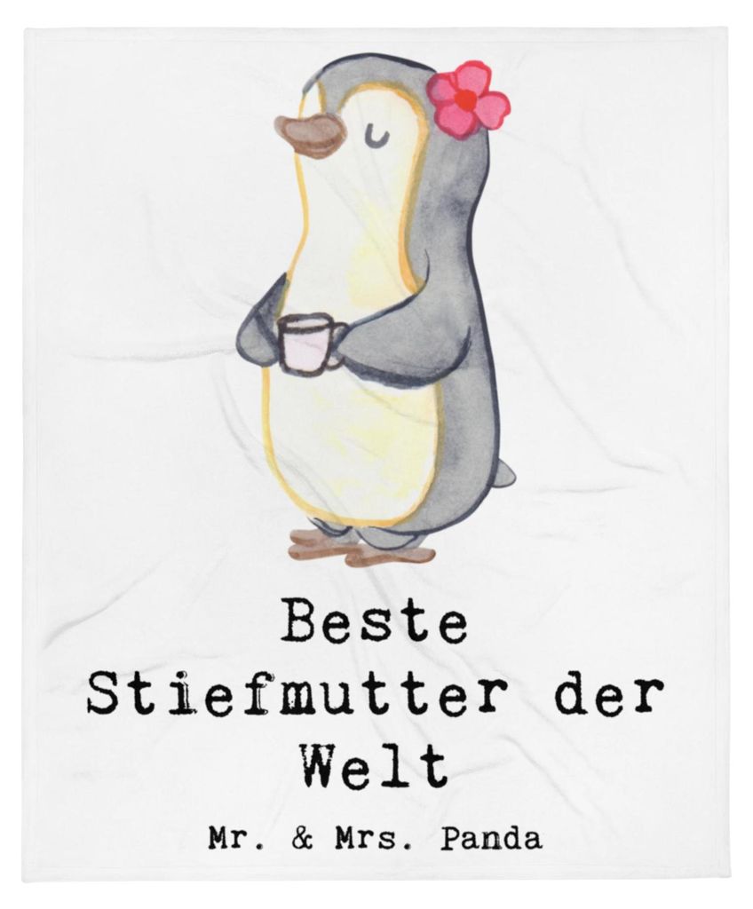 Mr. & Mrs. Panda Plaid Pinguin Beste Stiefmutter der Welt - Weiß - Geschenk, Stief Mutter, Couchdecke, Muttertag, Kuscheldecke, Tagesdecke, Dankes...