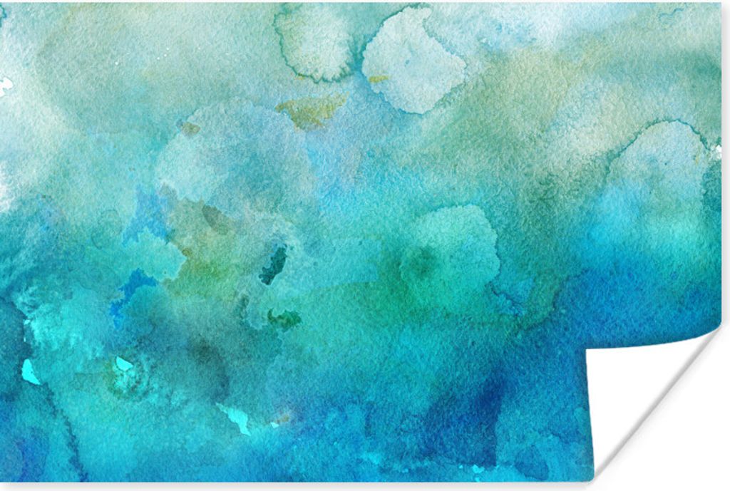 MuchoWow® Poster Aquarell - Blau - Grün - Farbton 120x80 cm Produktbild 