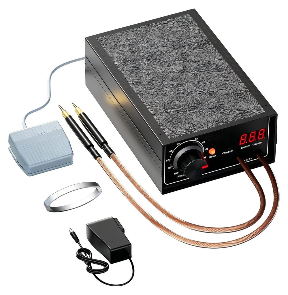 Akku-Punktschweißgerät - Handgerät - 8000 W - 1200 A - Für 18650-Akkus - Einstellbare Leistung - Schweißt 0,3 mm Nickelband - Graubraun