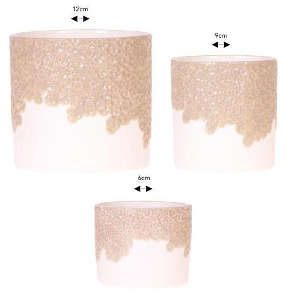 Kolibri Company | Kombi‐Deal | Bloom Sand Übertopf‐Set – 6 cm + 9 cm + 12 cm