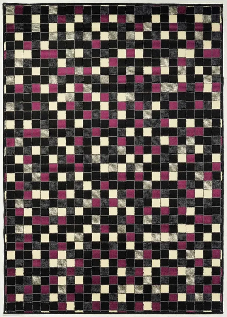 Tapis de chambre anti-poussière PICASLER motifs géométriques gris chic