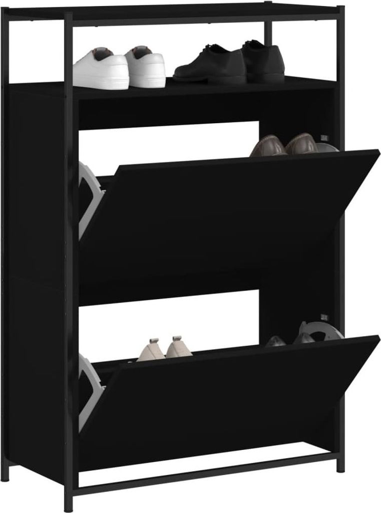 Ankonbej Schuhschrank Schwarz 75x34x112 cm Holzwerkstoff