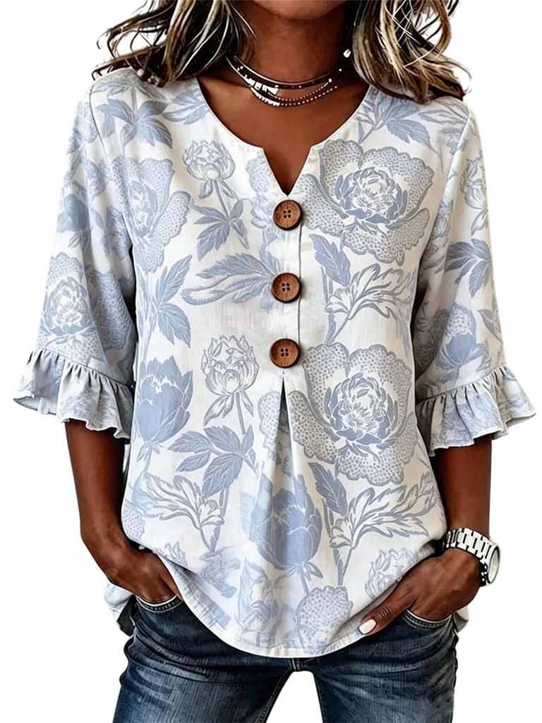 ASKSA - Chemisier pour femme, en mousseline, style t-shirt, Image du produit 