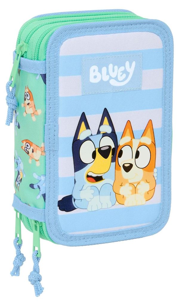 Dreifaches Mehrzweck-Etui Bluey Sisters grün Wasser 12,5 x 19,5 x 5,5 cm 37 Stücke
