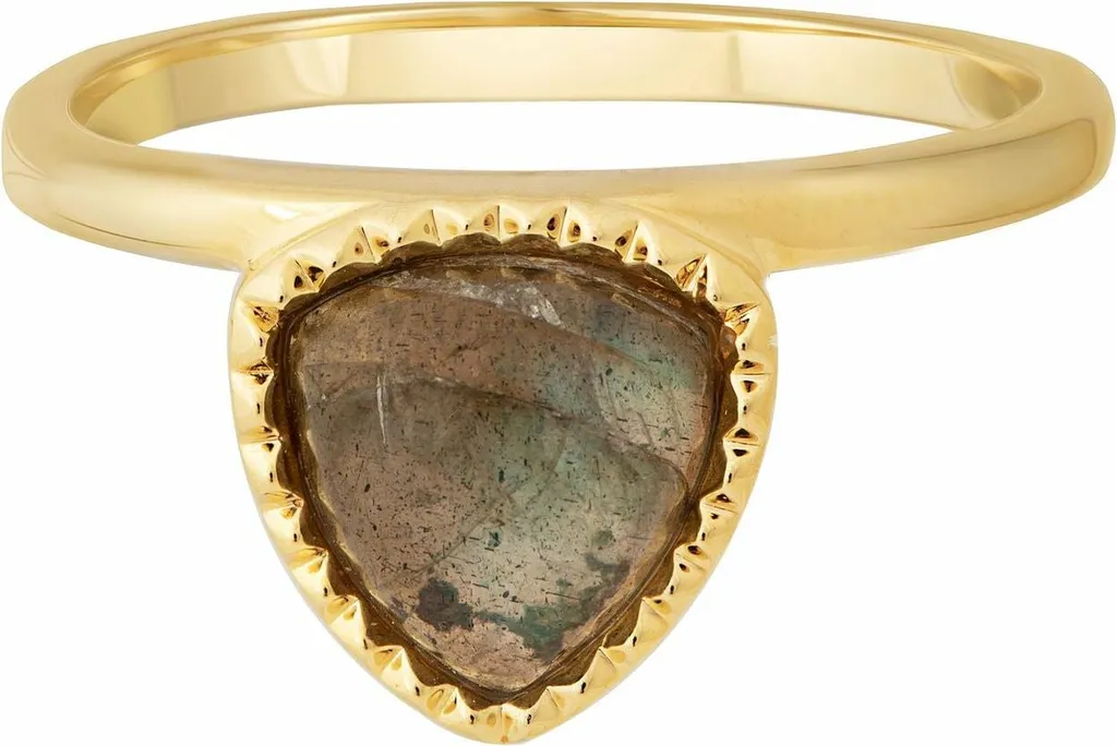 anello cai in argento 925 placcato oro triangolo di labradorite