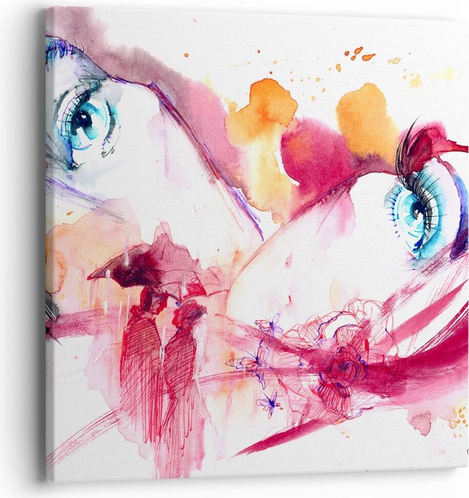 Bild auf Leinwand - Leinwandbild - weiblich Blume Sommer Flitterwochen - 40x40cm - Wand Bild - Wanddeko - Leinwanddruck - Bilder - Kunstdruck - Lei...