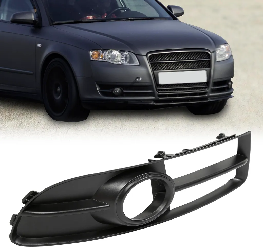 Cache Grille de Phare Antibrouillard Avant Droit Noir pour Audi A4 B7