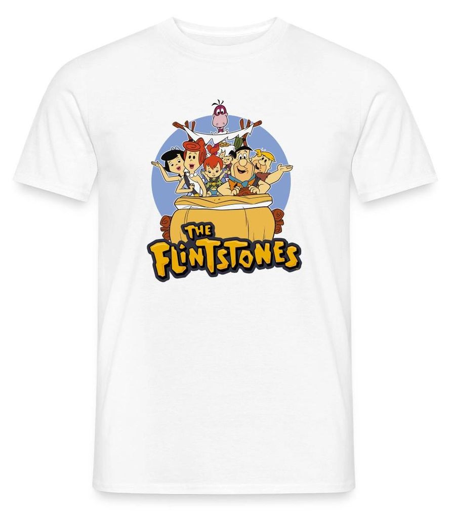 Spreadshirt The Flintstones Charaktere Zusammen Im Auto Männer T-Shirt, L, Weiß