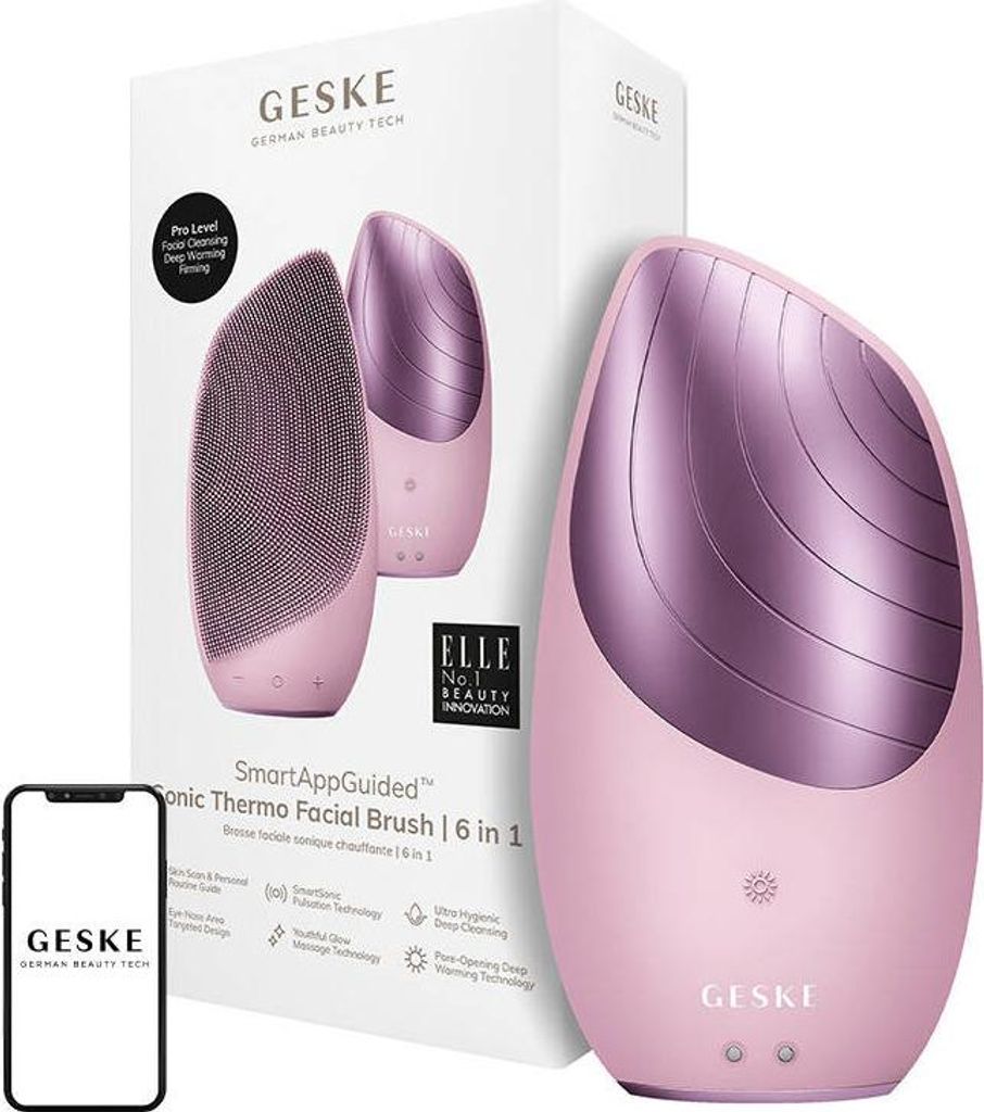Geske 6-In-1 Schall-Thermo-Gesichtsbürste Mit App (Pink)