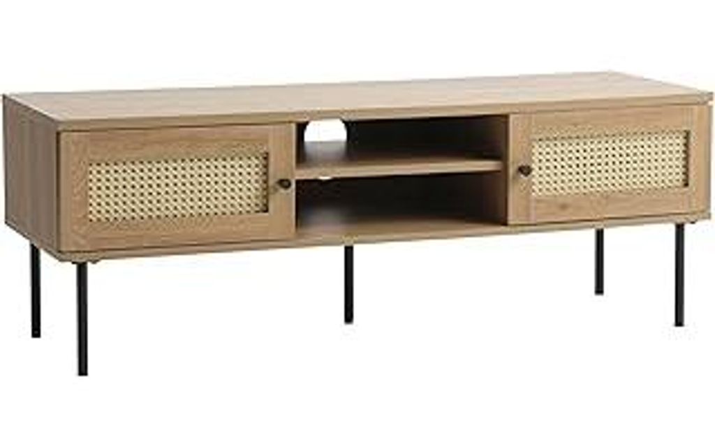 TV-Schrank, Fernsehtisch mit 2 Türen, 120 cm lang, TV-Regal für Fernseher bis zu 55 Zoll, verstellbare Ablagen, für Wohnzimmer, Esszimmer, Schla...