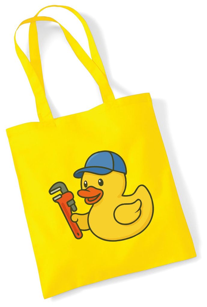 Huuraa Jutebeutel Quietscheente Installation Comic Gummiente 10 Liter Yellow Baumwolle Tasche Geschenkidee