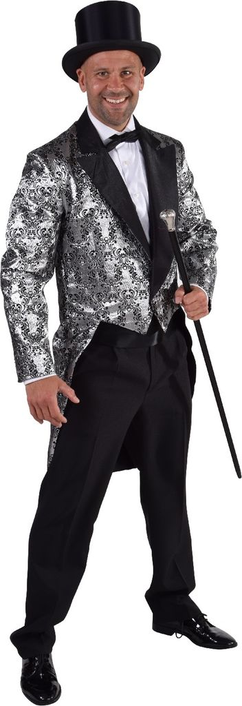 M216243-91-L-A silber Herren Theater Frack Brokat Gr.L