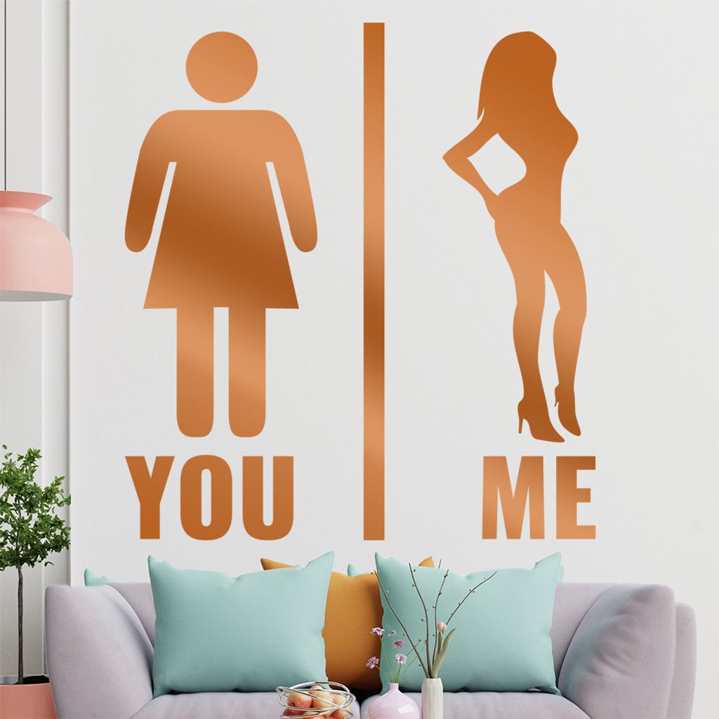 KIWISTAR You and Me - Du und Ich Body Wandtattoo in 6 Größen - Wandaufkleber Wall Sticker - Dekoration, Küche, Wohnzimmer, Schlafzimmer, Badezimmer