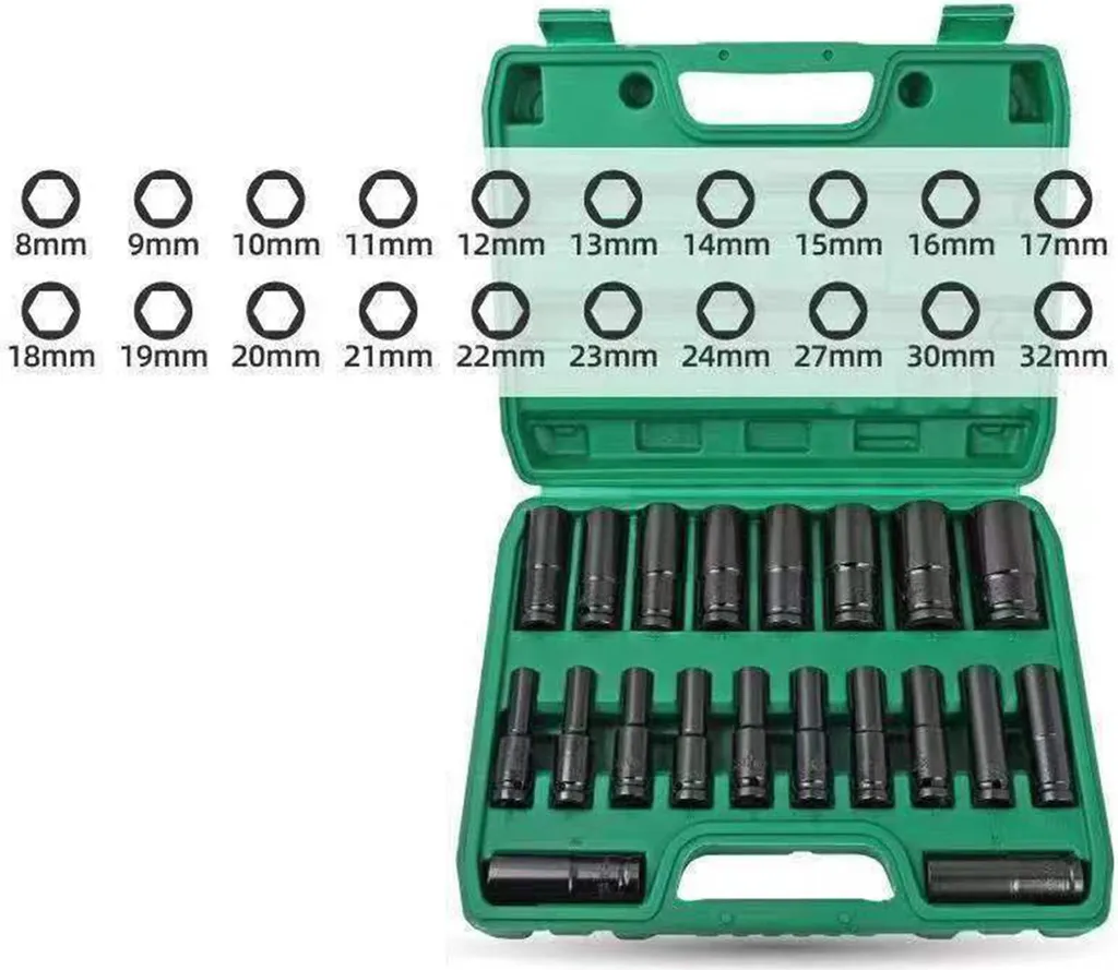 Set Maintenance avec 20 Douilles Hexagonales pour Clé Électrique Noire