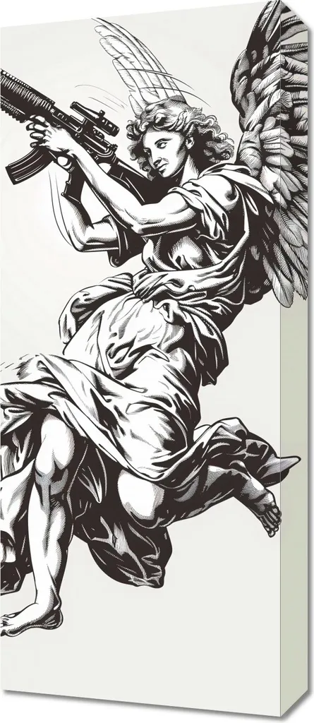 Tableau Ange Guerrier 30 x 70 cm - Impression sur Toile Haute Qualité