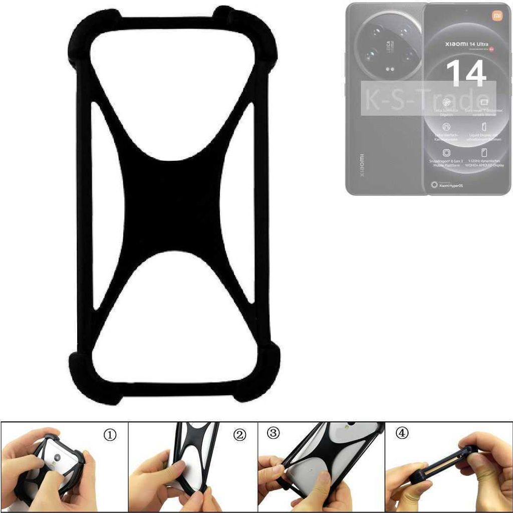 K-S-Trade Handy-Hülle Schutz-Hülle kompatibel mit Xiaomi 14 Ultra Silikon Bumper TPU Softcase Smartphone Stoßschutz, schwarz
