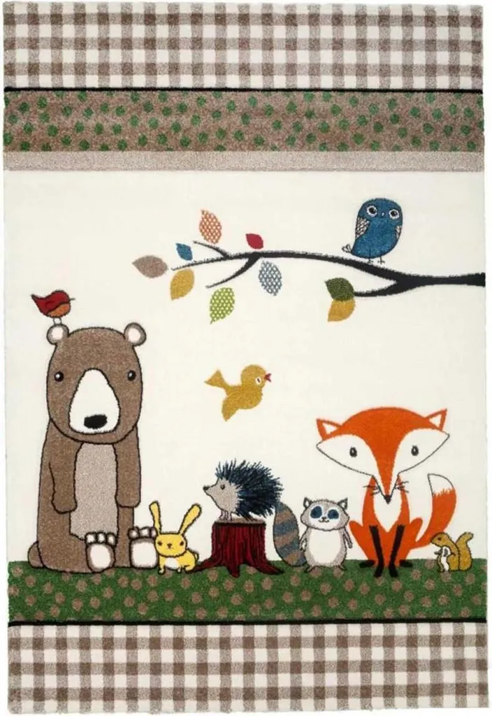 Tapis de jeu tissé FOREST PHOTO : décor forêt enfant, confortable et durable