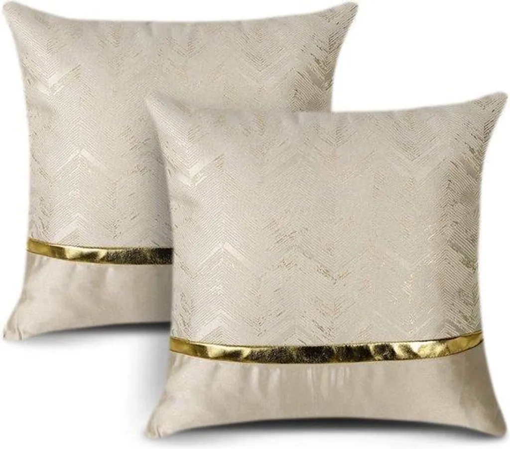 Coussins de luxe 40 x 40 cm en cuir beige - Finition haut de gamme