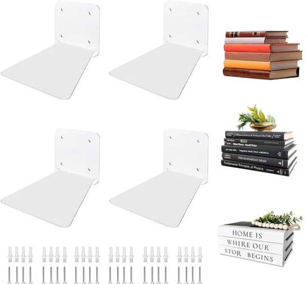 Étagère murale moderne en métal blanc - Ensemble de 4 éléments design