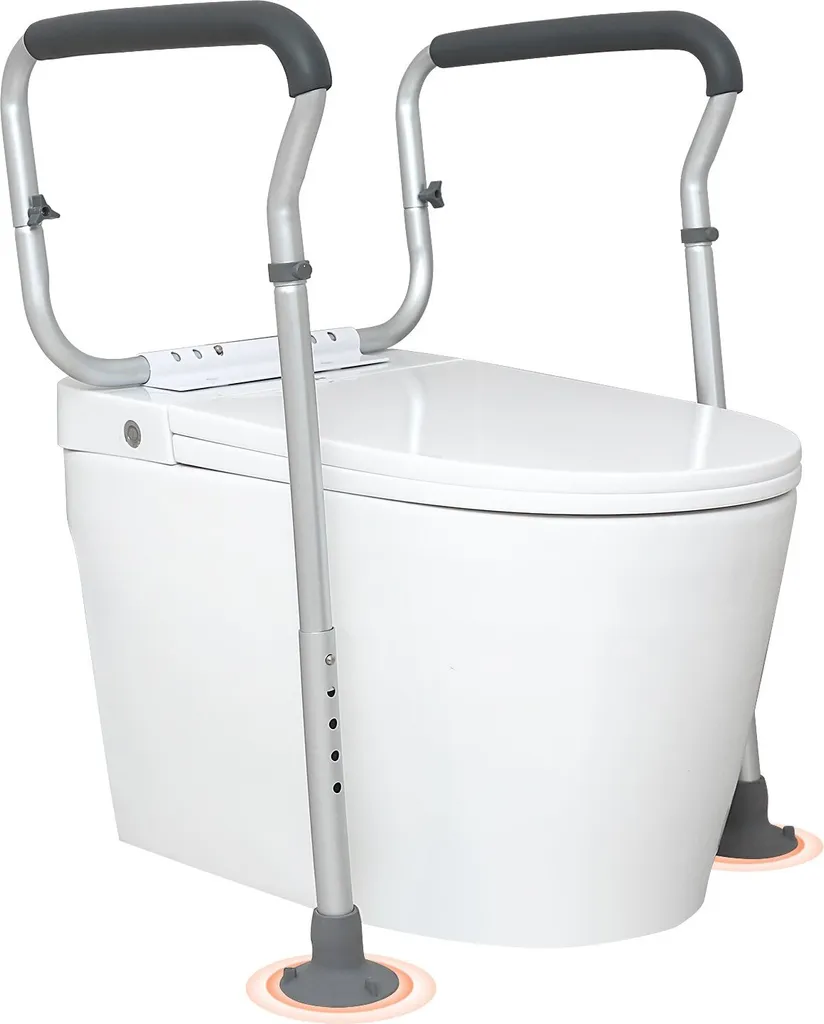 Réhausseur de Toilette avec Barre d'Appui et Poignées de Maintien en Acier