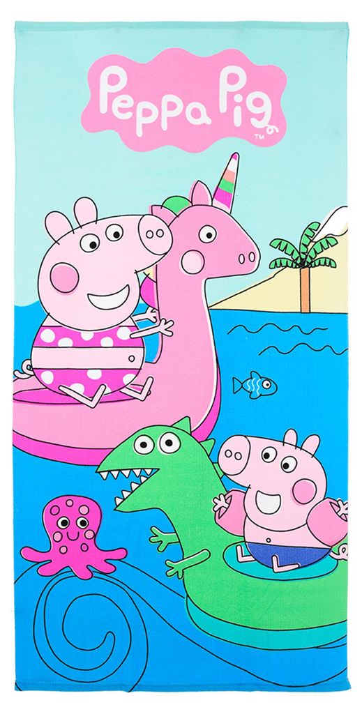 Peppa Wutz Pig Kinder Strandtuch Badetuch 70x140 cm Sommer Strand Motiv mit George Handtuch Duschtuch Schwimmbad