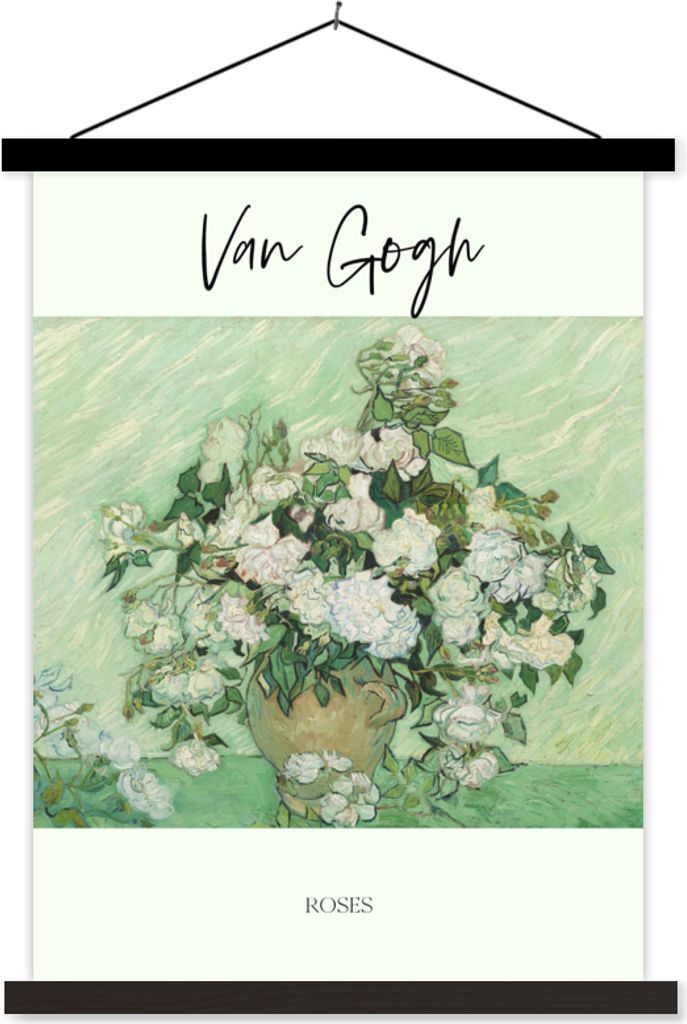 MuchoWow Textilposter Van Gogh - Gemälde - Rosen 40x53 cm mit schwarzem Rahmen - Abbildung