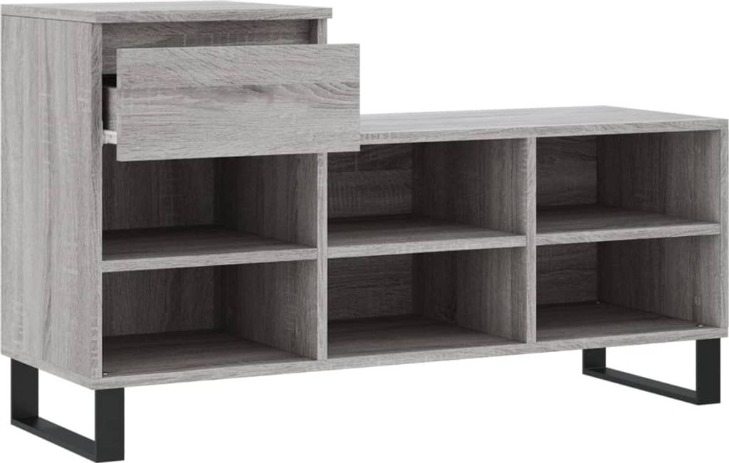 vidaXL Schuhregal Grau Sonoma 102x36x60 cm Holzwerkstoff