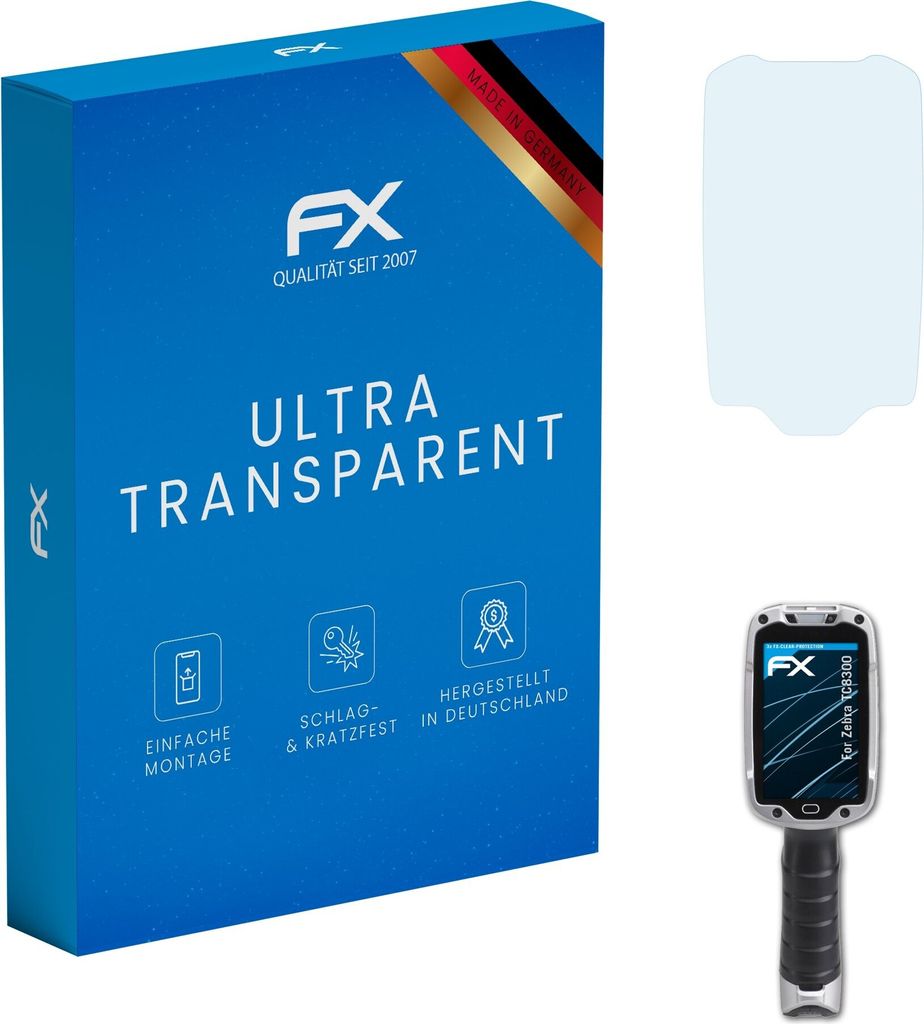 atFoliX FX-Clear 3x Schutzfolie kompatibel mit Zebra TC8300 Displayschutzfolie