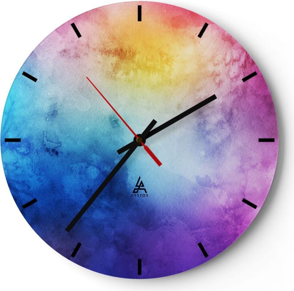 Wanduhr - Rund - Glasuhr - Abstraktion modern - 30x30cm - Schleichendes Uhrwerk - Lautlos - zum Aufhängen bereit - Dekoration Modern - Wanddekorat...