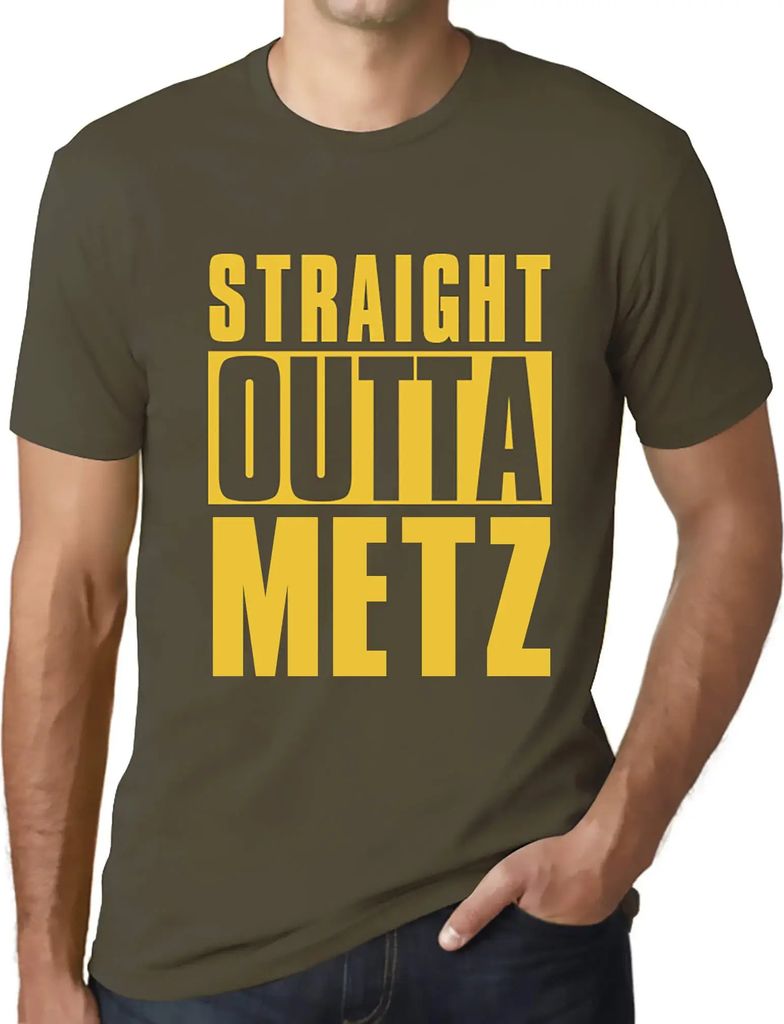 Herren Grafik T-Shirt Straight Outta Metz Öko-Verantwortlich Vintage Jahrgang Kurzarm Lustige Druck Geburtstag Geschenk Mann