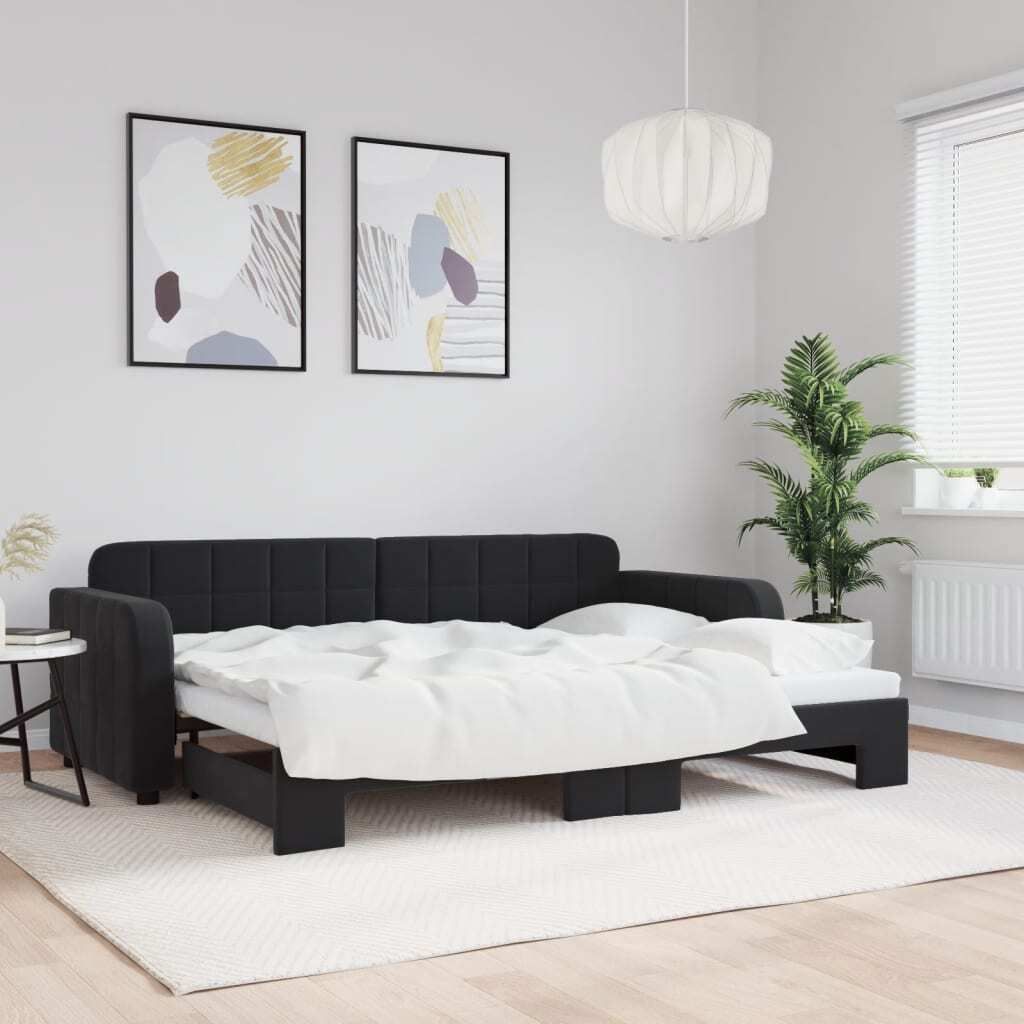 Maison Exclusive - Tagesbett Ausziehbar Schwarz 80x200 cm Samt