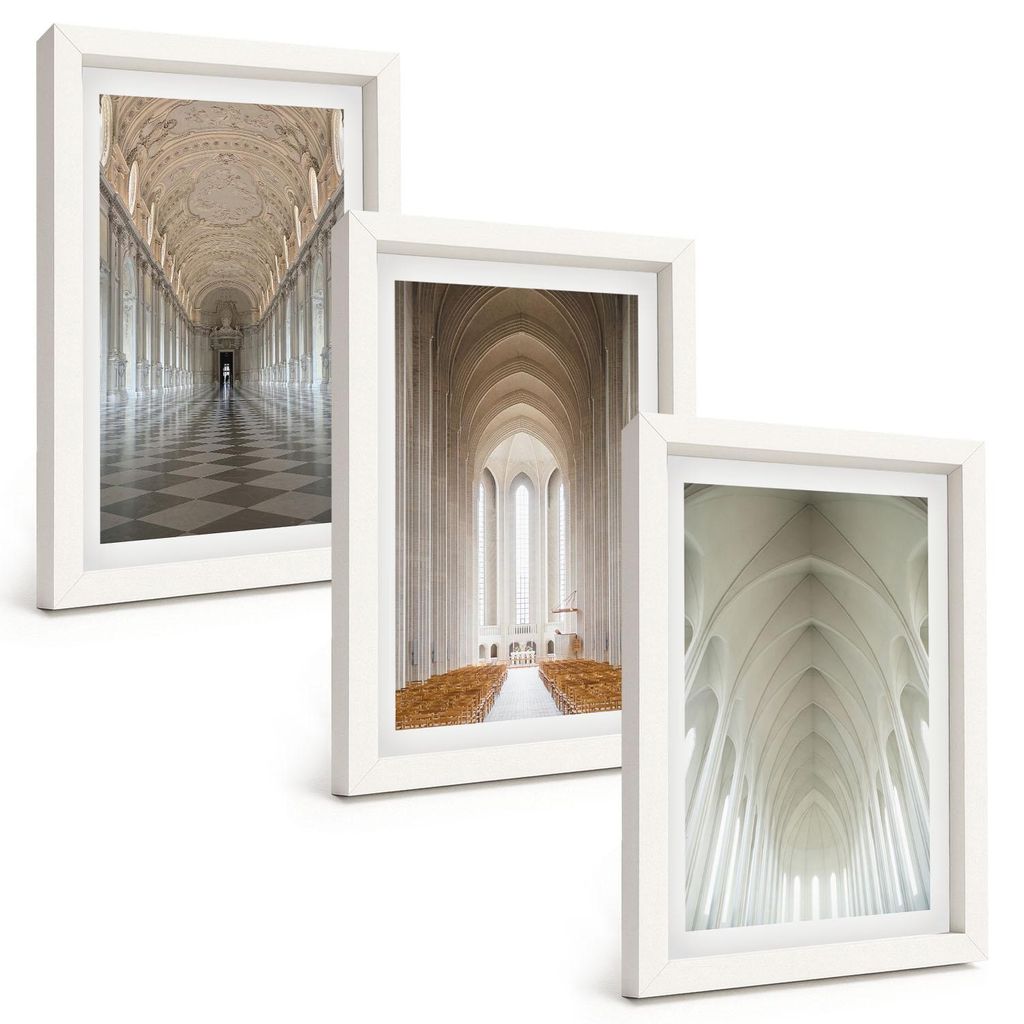 Bilder Set 3-teilig im weißen Rahmen – Wandbilder 3 Stück – gerahmte Poster für Wohnzimmer, Schlafzimmer und Flur – 20x30 cm – Innenräu...