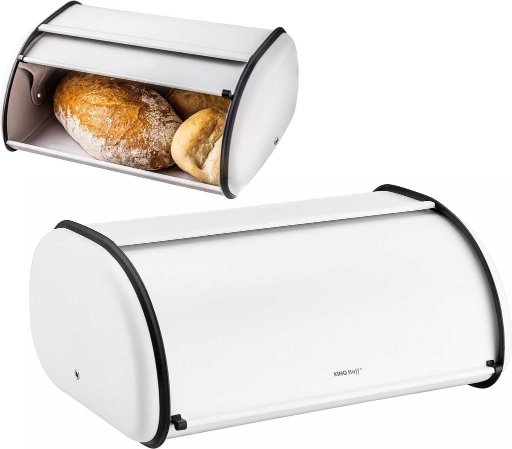 Großer Stahlbrotkasten 44cm mattweiß KINGHOFF KH-1864 Produktbild 