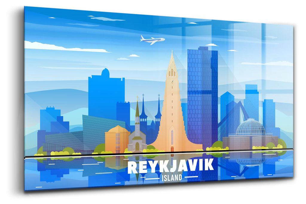 Glasmalerei - dekorative Malerei - moderne Malerei - 100x50 - Architektur Reykjavík