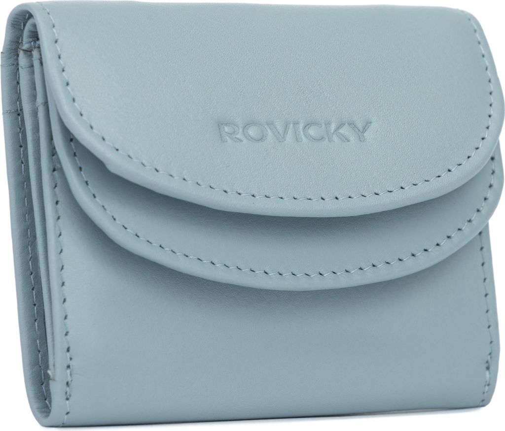 Rovicky | Elegante, kleine Geldbörse, mit Lederverschluss, für Damen, Blau, 10x7.5 cm
