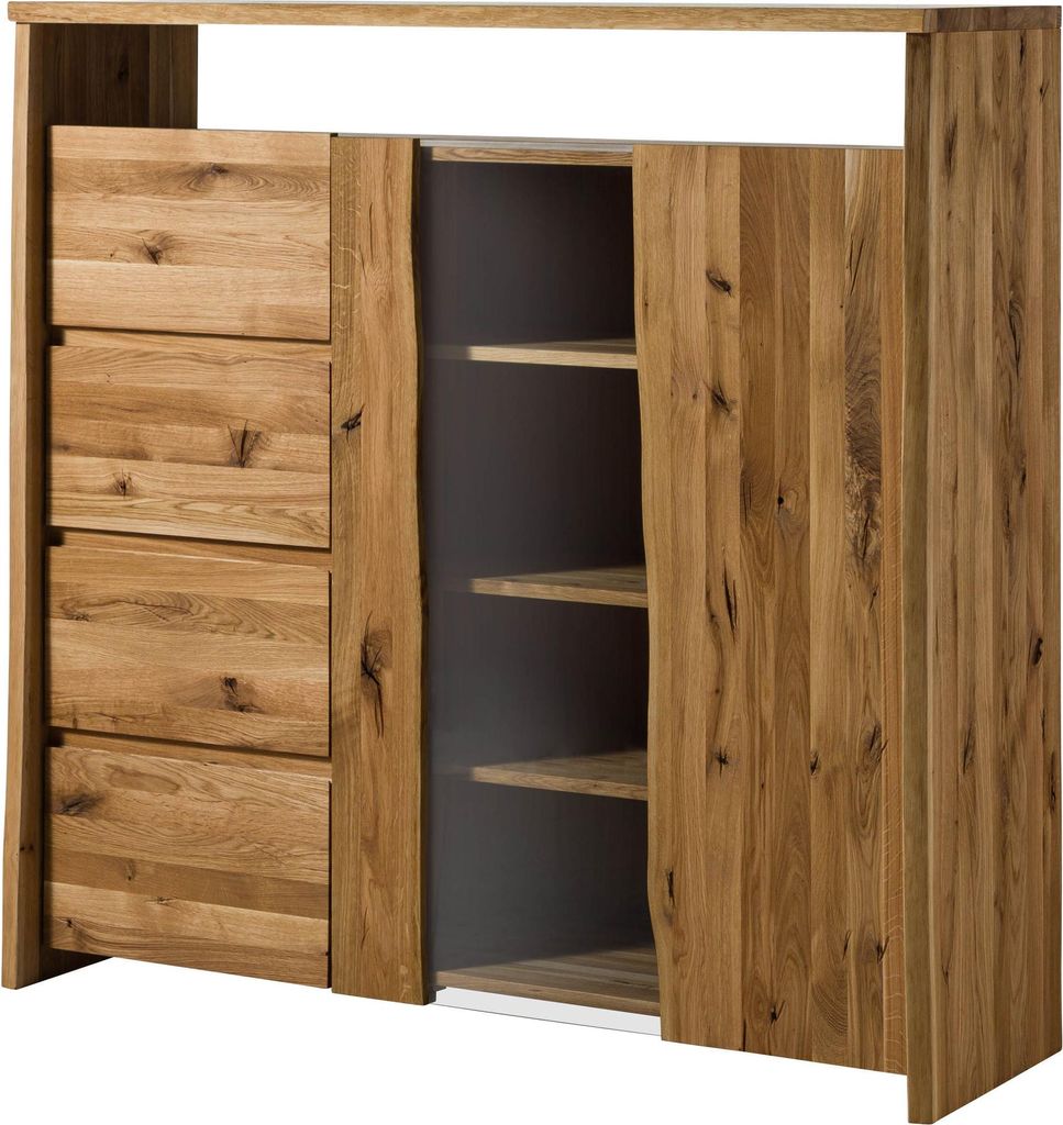 MASSIVMOEBEL24 Highboard Wildeiche 150x45x147 natur geölt PURE OAK #111