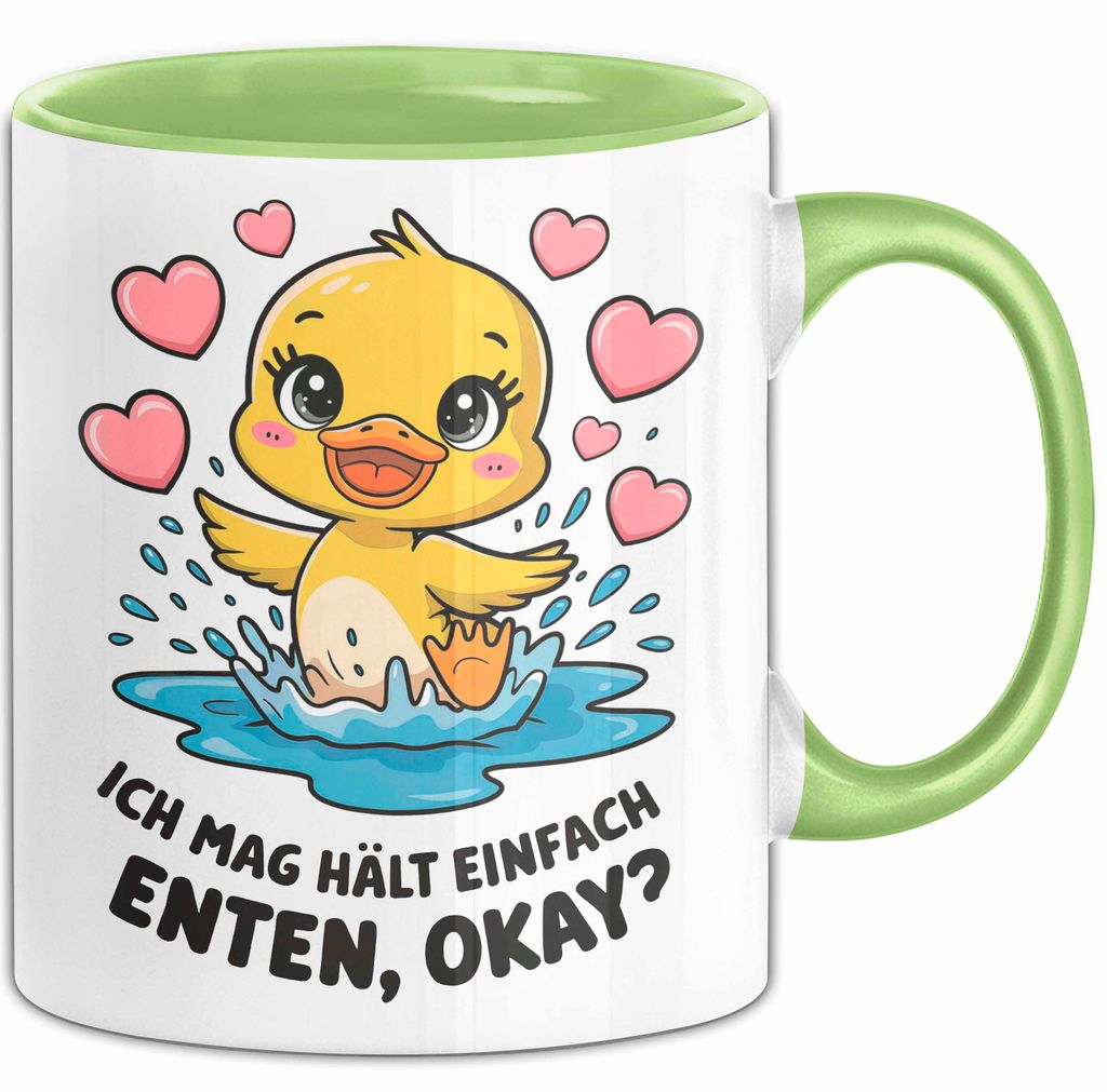 Quietscheente Tier Tasse Geschenk Lustige Geschenkidee Spruch Ich Mag Halt Einfach Enten, Ok (Grün)
