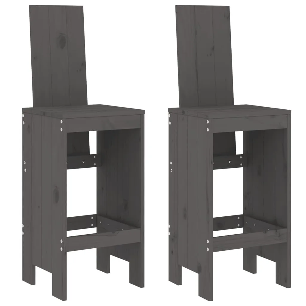 vidaXL Sgabello da bar 2 pz. Grigio 40x42x120 cm in legno di pino massiccio