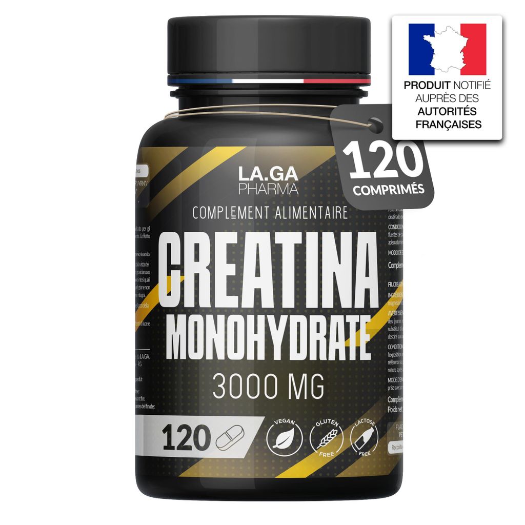 Créatine monohydrate 120 comprimés de 3000 mg de créatine Image du produit 