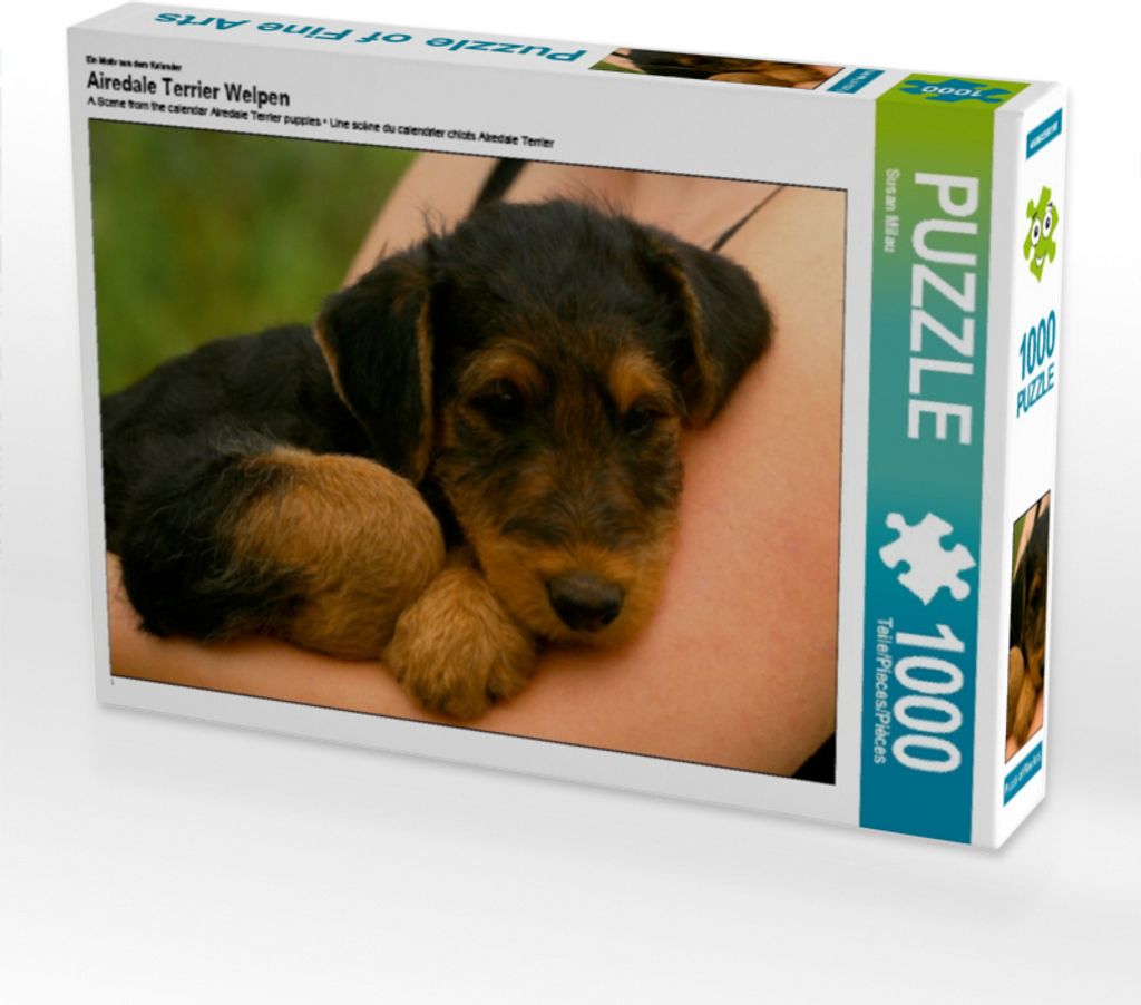 Calvendo Ein Motiv aus dem Kalender Airedale Terrier Welpen 1000 Teile Puzzle quer 640x480mm, Milau Susan; 7337374