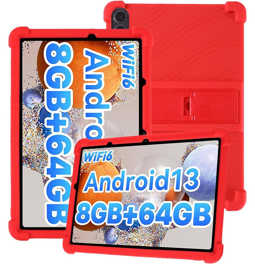 Tablet Hülle für Umidigi G1 Tab / G2 Tab / G3 Tab Ultra 10,1", Stoßfeste Weiches Silikon Schutzhülle mit Standfunktion Rot