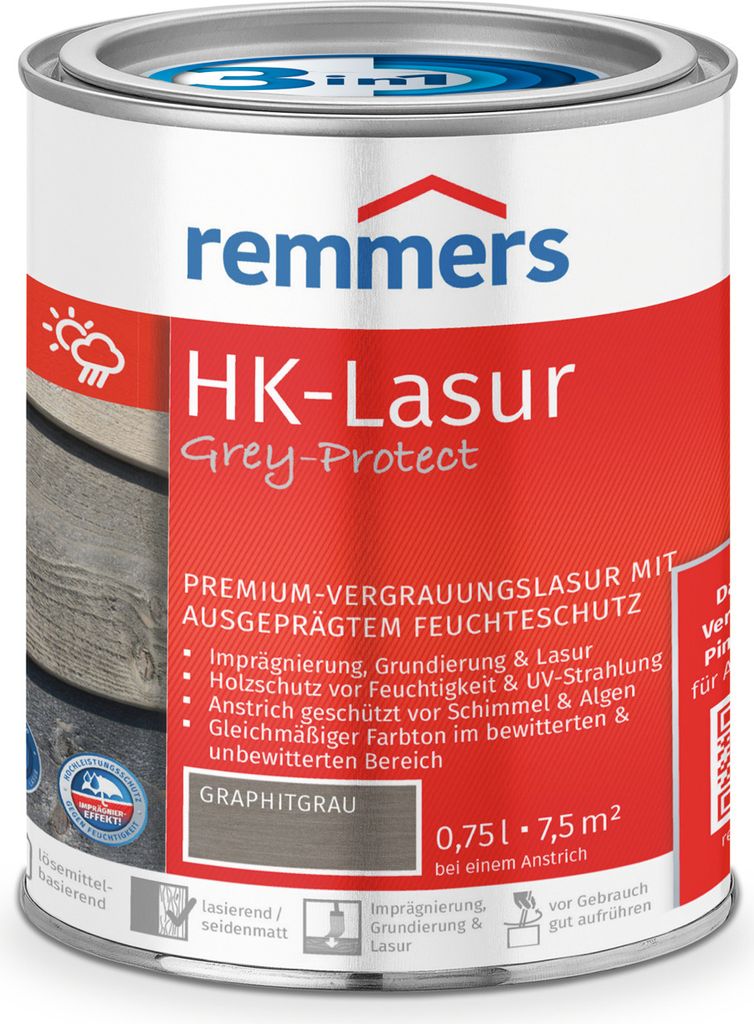 Remmers HK-Lasur 3in1 Grey-Protect graphitgrau (FT-25416) Produktbild 