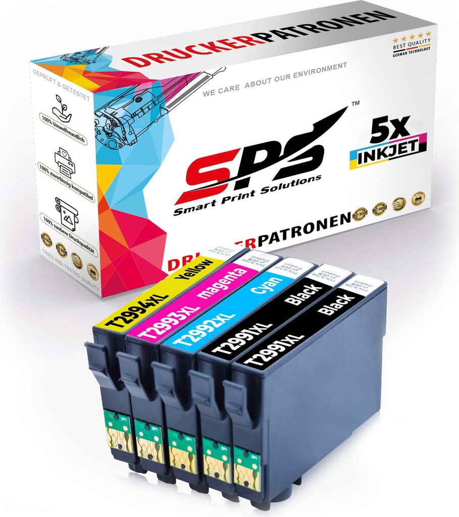 5er Multipack Set kompatibel für Epson Expression Home XP-245 (white) (C11CF32401) Druckerpatronen 29XL