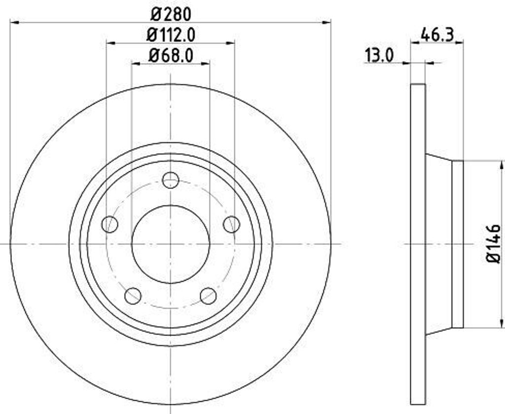 HELLA 8DD 355 104-171 - OE 8D0615301A Bremsscheibe für A4 (8D)