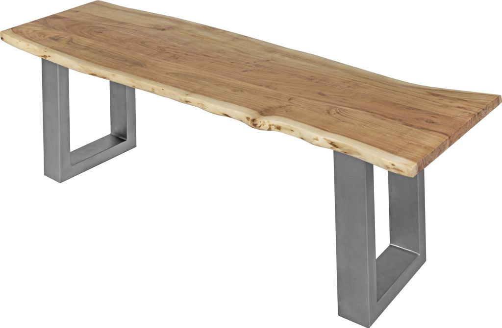 Sitzbank Baumkante 120 cm natur massiv Akazie silber Produktbild 