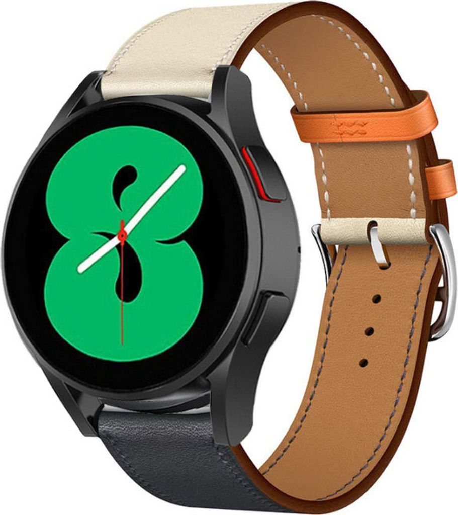 Strap-it Samsung Galaxy Watch 4 - 44mm Lederband (Weiß/Dunkelblau)