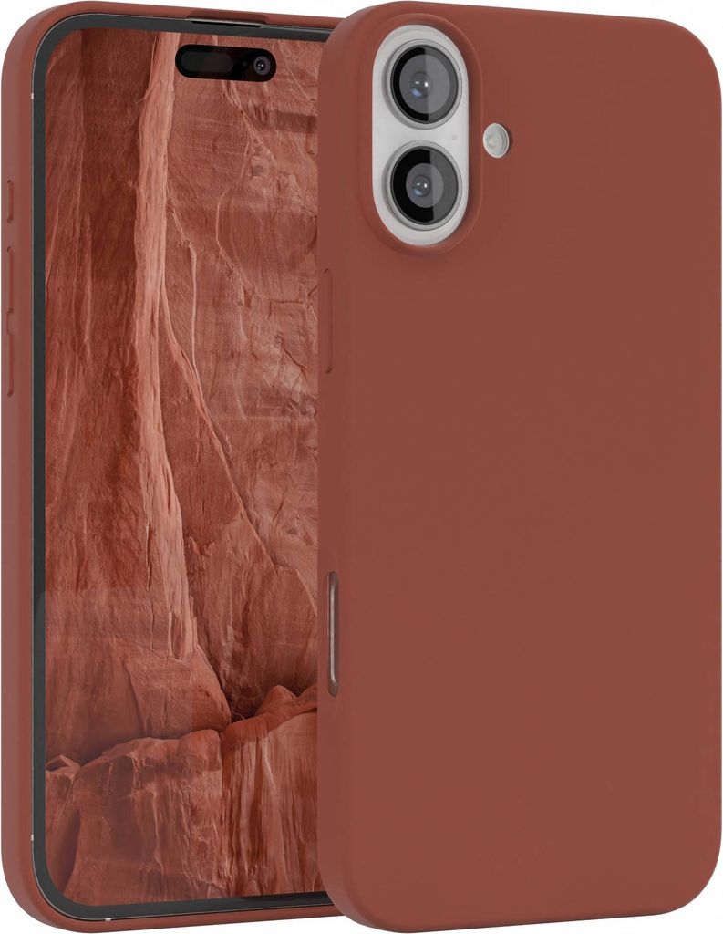 EAZY CASE Silikonhülle für Apple iPhone 16 Plus, Silikon Backcover Schutz in Terrakotta