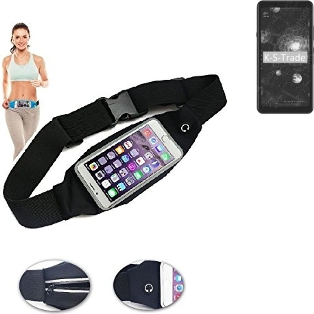K-S-Trade Jogging-Armband kompatibel mit HiSense A5 Pro Gürteltasche Umhängetasche Bauchtasche schwarz Sport Running Jogging Fitness Laufen Exercise