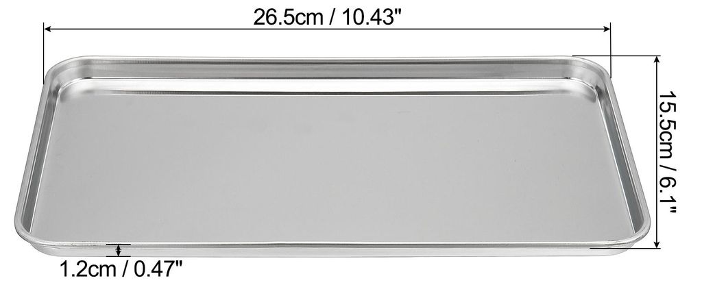 430 Edelstahl Tablett, 26.5x15.5cm rechteckige flache Art Labor Instrument Tool